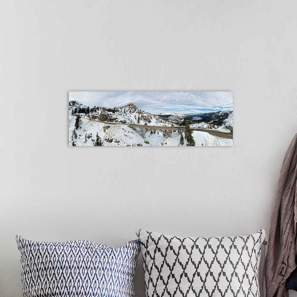 A bohemian room featuring Donner Bridge Panoramic in winter. This stunning bridge is part of the Donner Pass (yes, that Don...