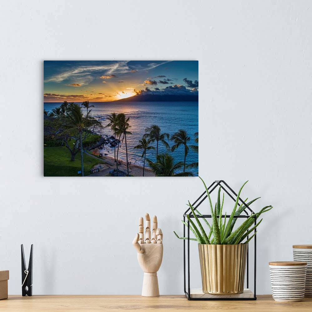 A bohemian room featuring Sunset at Kapalua Bay, Maui, Hawaii.