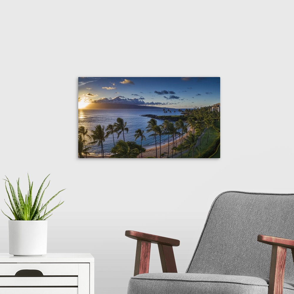 A modern room featuring Sunset at Kapalua Bay, Maui, Hawaii.