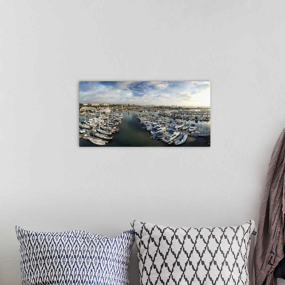 A bohemian room featuring Oceanside Harbor Panoramic. Oceanside is 35 miles North of San Diego, California, USA.
