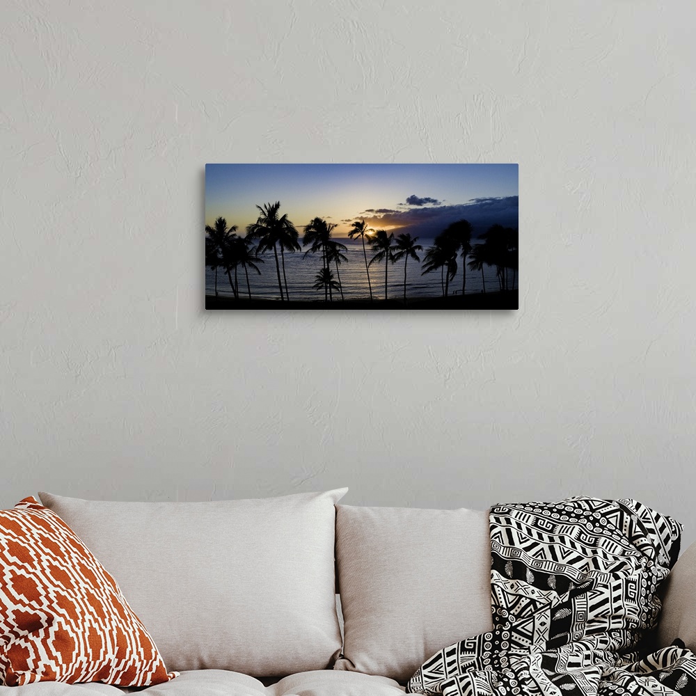 A bohemian room featuring Kapalua Bay Panoramic. This is a 4 image aerial sunset panoramic of stunning Kapalua Bay, Maui, H...