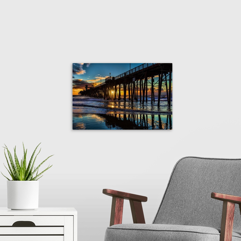 A modern room featuring Reflected colors near the Oceanside Pier.