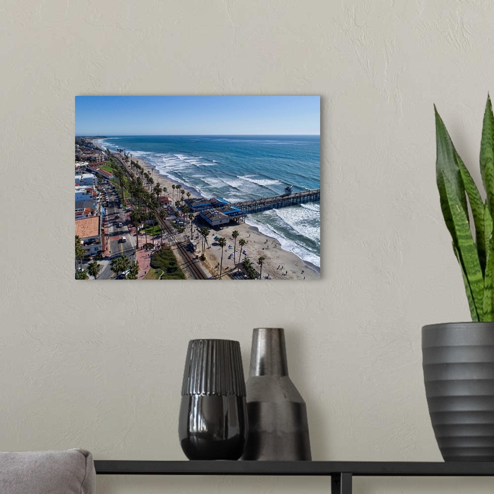 A modern room featuring San Clemente aerial panoramic. San Clemente is a city in Orange County, California, USA.