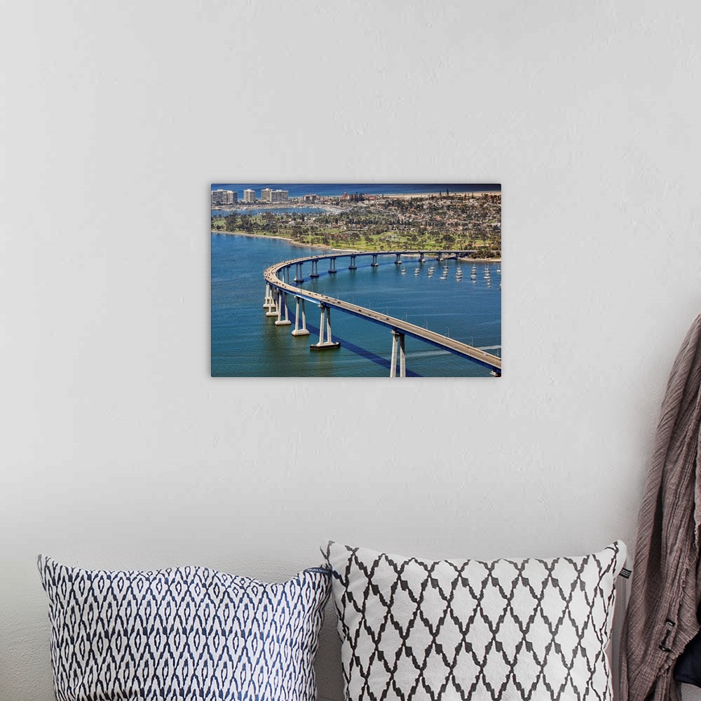A bohemian room featuring San Diego's Coronado Bay Bridge, San Diego, California, USA.