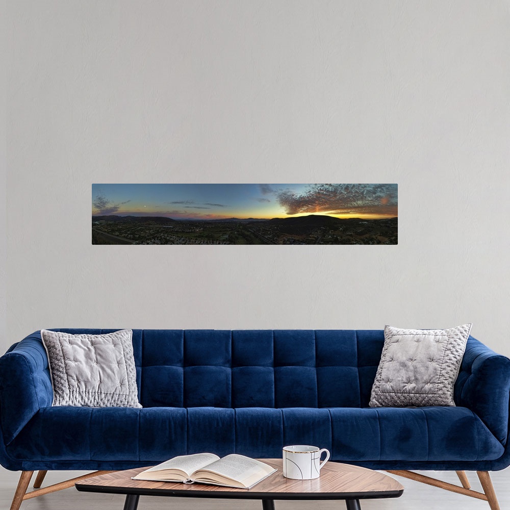 A modern room featuring Sunset Panoramic in San Marcos, California. This is a 4 image aerial panoramic capture. San Marco...