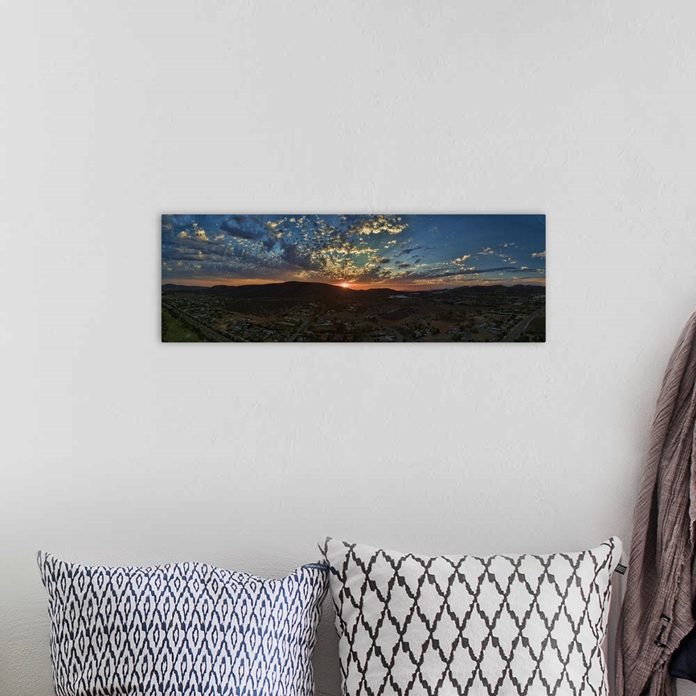 A bohemian room featuring Sunset in San Marcos. This is a colorful aerial panoramic at sunset in this North county San Dieg...