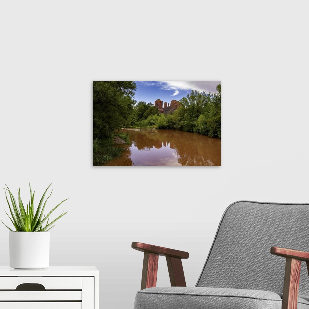 A modern room featuring Sedona Arizona - Red Rock Crossing Reflections and Cathedral Rock