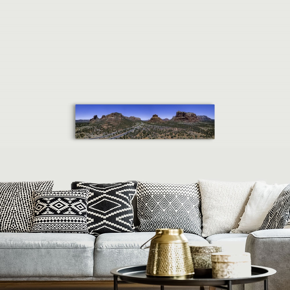 A bohemian room featuring Sedona, Arizona landscape panoramic
