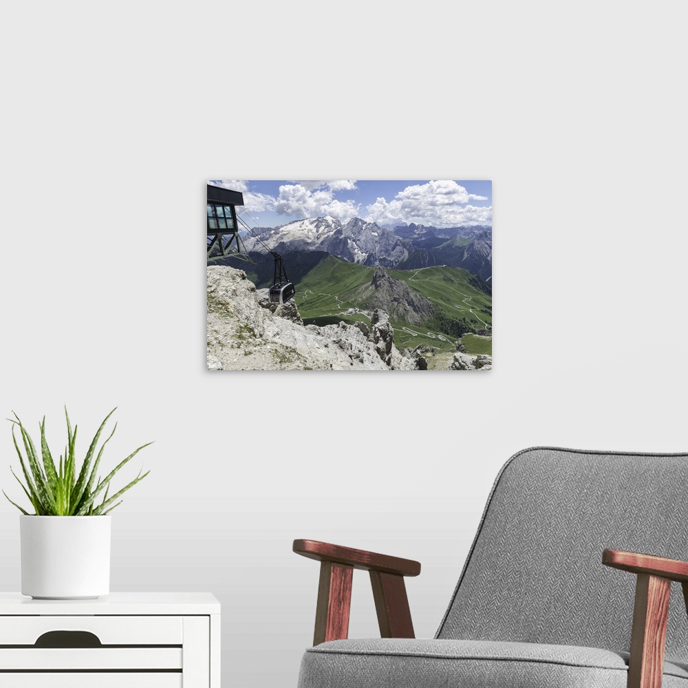 A modern room featuring Tram at the top of Italian Dolomites, Northern Italy