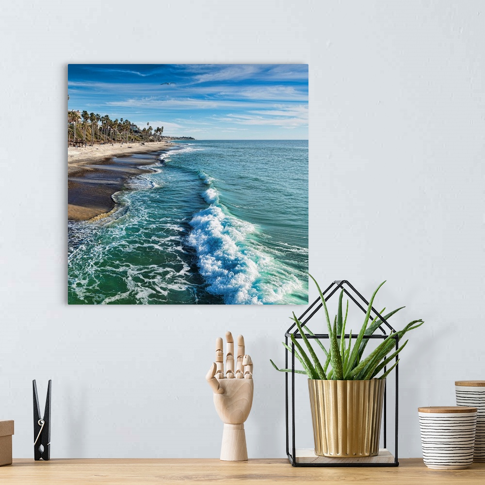 A bohemian room featuring Waves near San Clemente beach, San Clemente, California, USA.