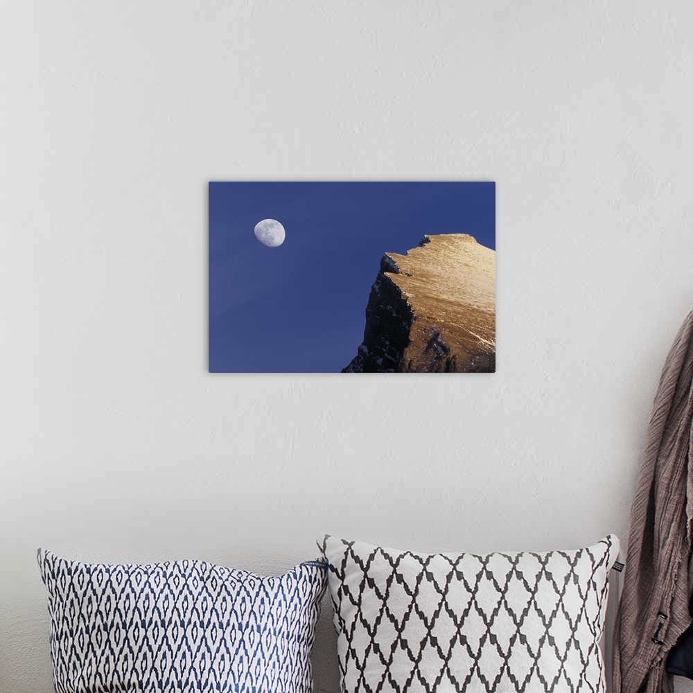 A bohemian room featuring 3/4 Moon Over Mt Rundle, Banff National Park, Alberta, Canada