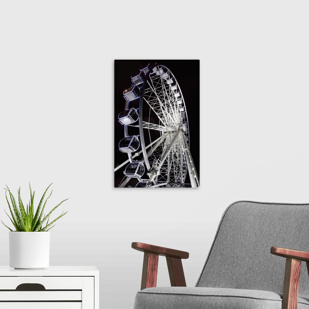 A modern room featuring A Ferris Wheel Illuminated At Night, Middlesbrough, North Yorkshire, England