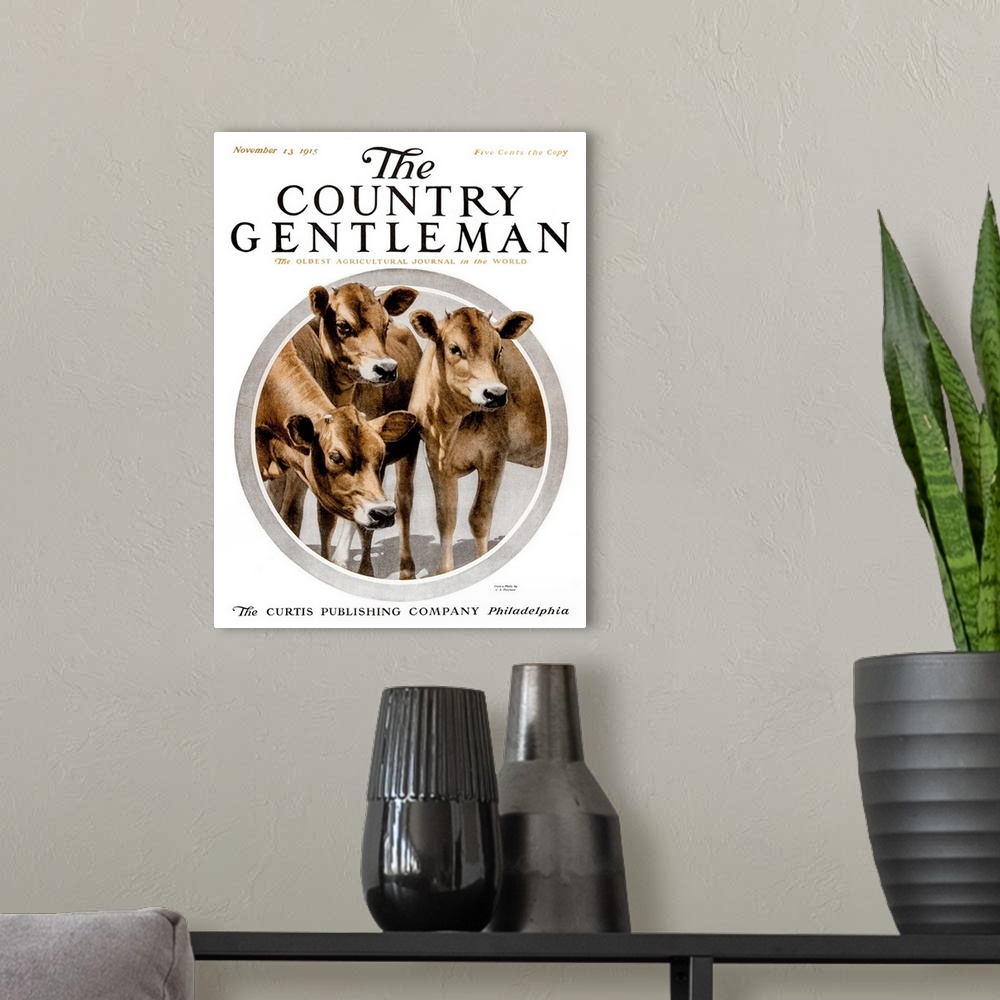 A modern room featuring Cover of Country Gentleman agricultural magazine from the early 20th century.