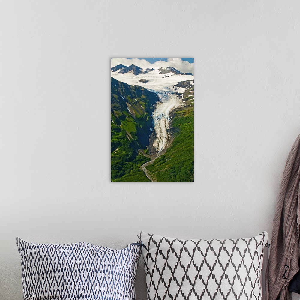 A bohemian room featuring A hanging offshoot of Yalik Glacier in Kenai Fjords National Park on the Kenai Peninsula in south...