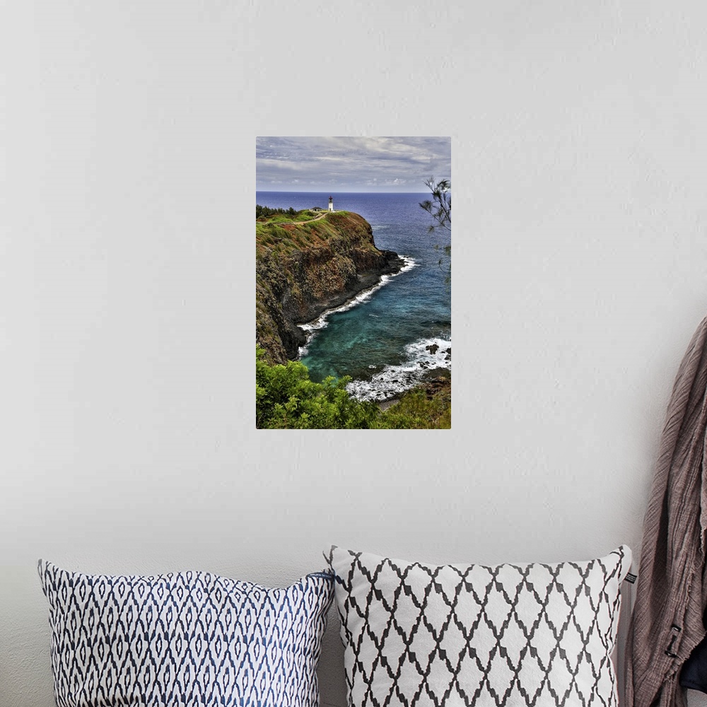 A bohemian room featuring A Lighthouse At The End Of A Trail Above A Cliff Along The Coast, Kilauea Point, Hawaii