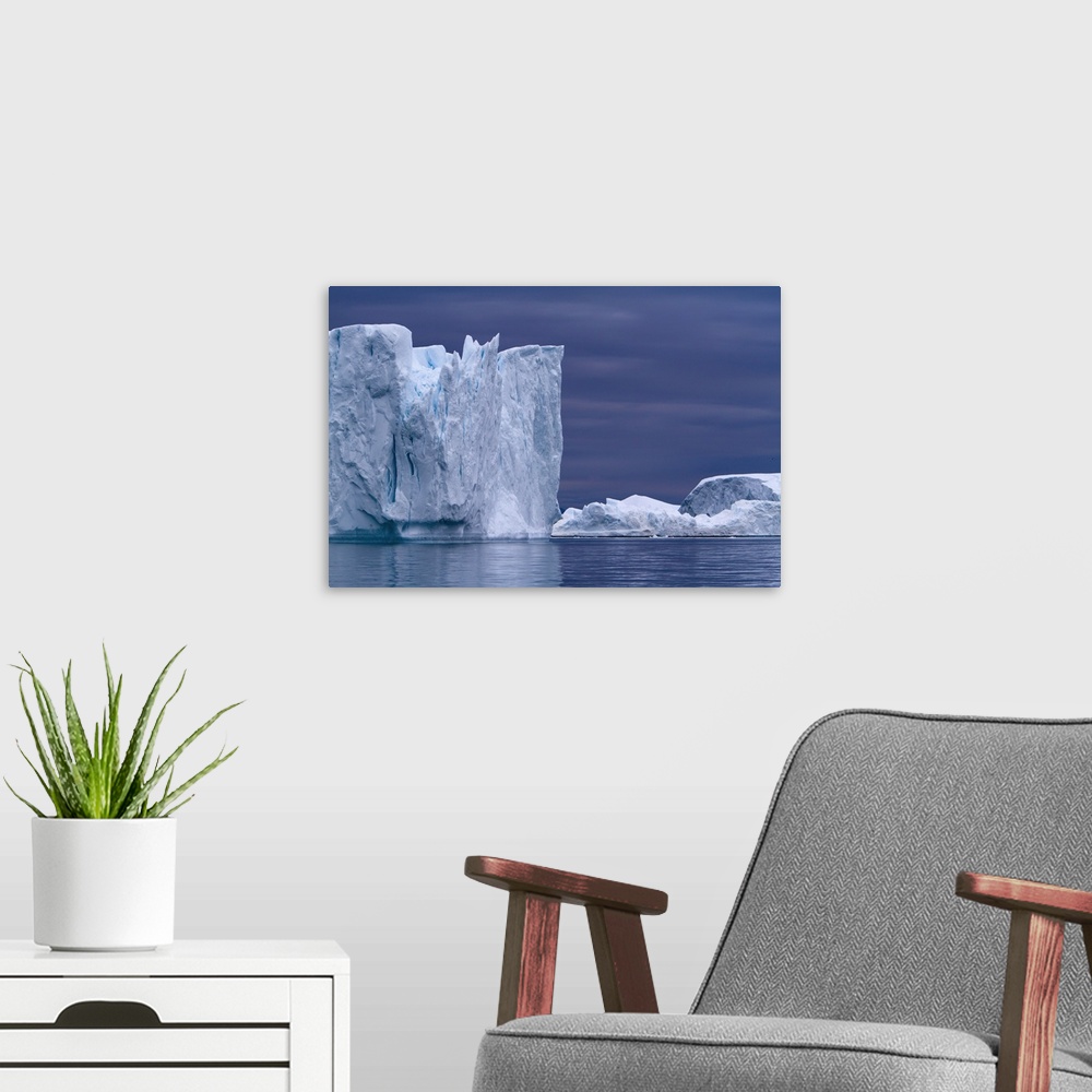 A modern room featuring A Midnight Cruise Around The Ilulissat Ice Fjord, Greenland