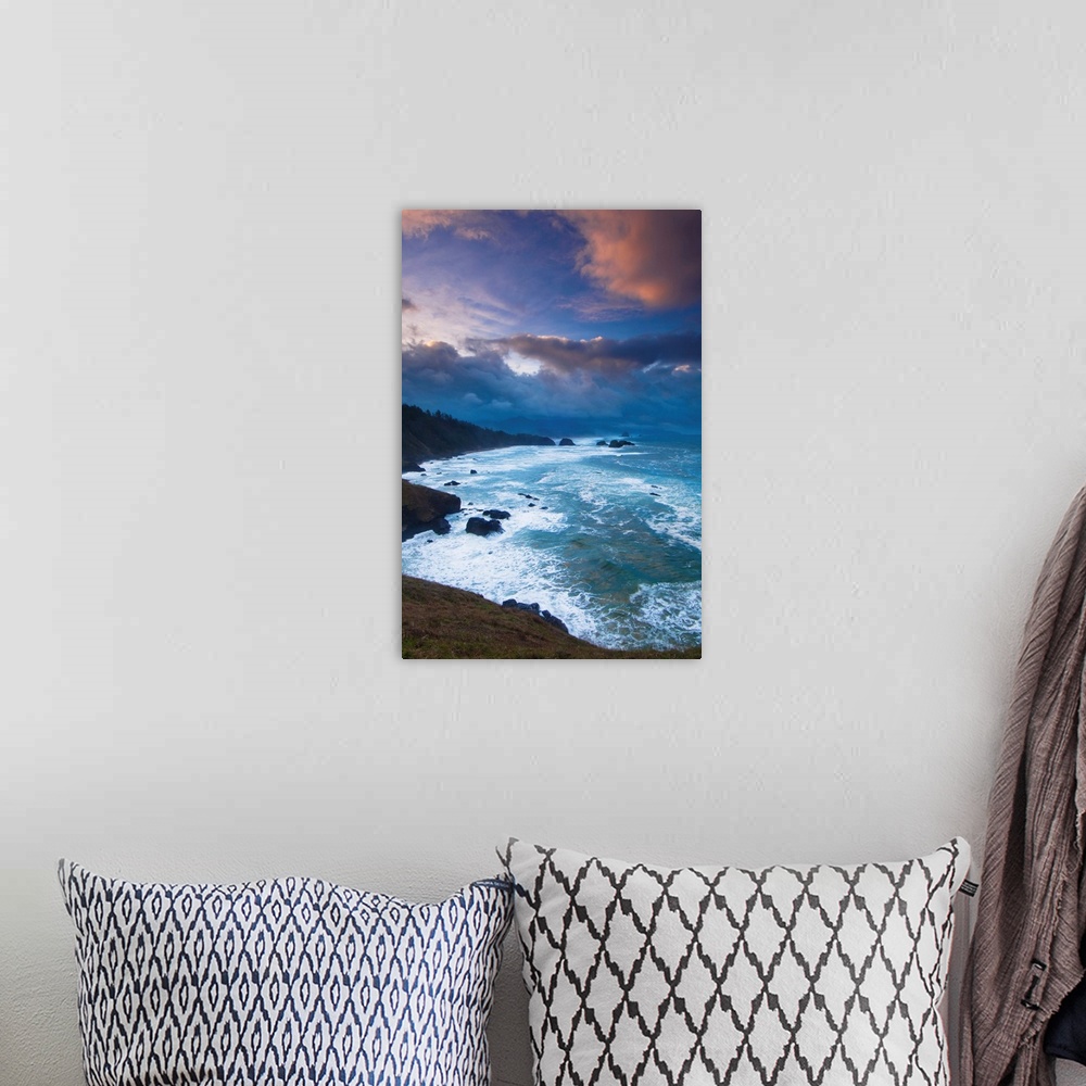 A bohemian room featuring A morning storm brews on the pacific coast in this view from Ecola State Park, near Cannon Beach....