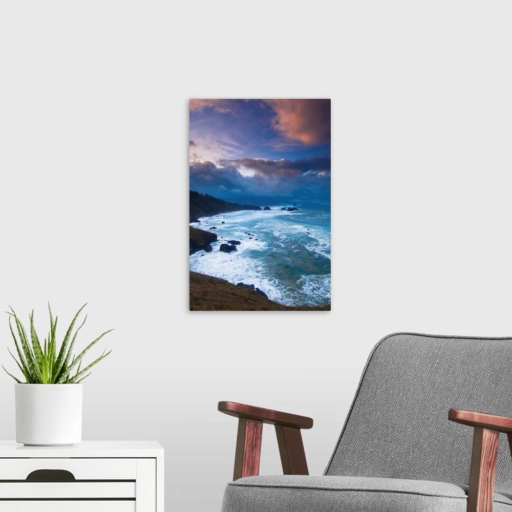 A modern room featuring A morning storm brews on the pacific coast in this view from Ecola State Park, near Cannon Beach....