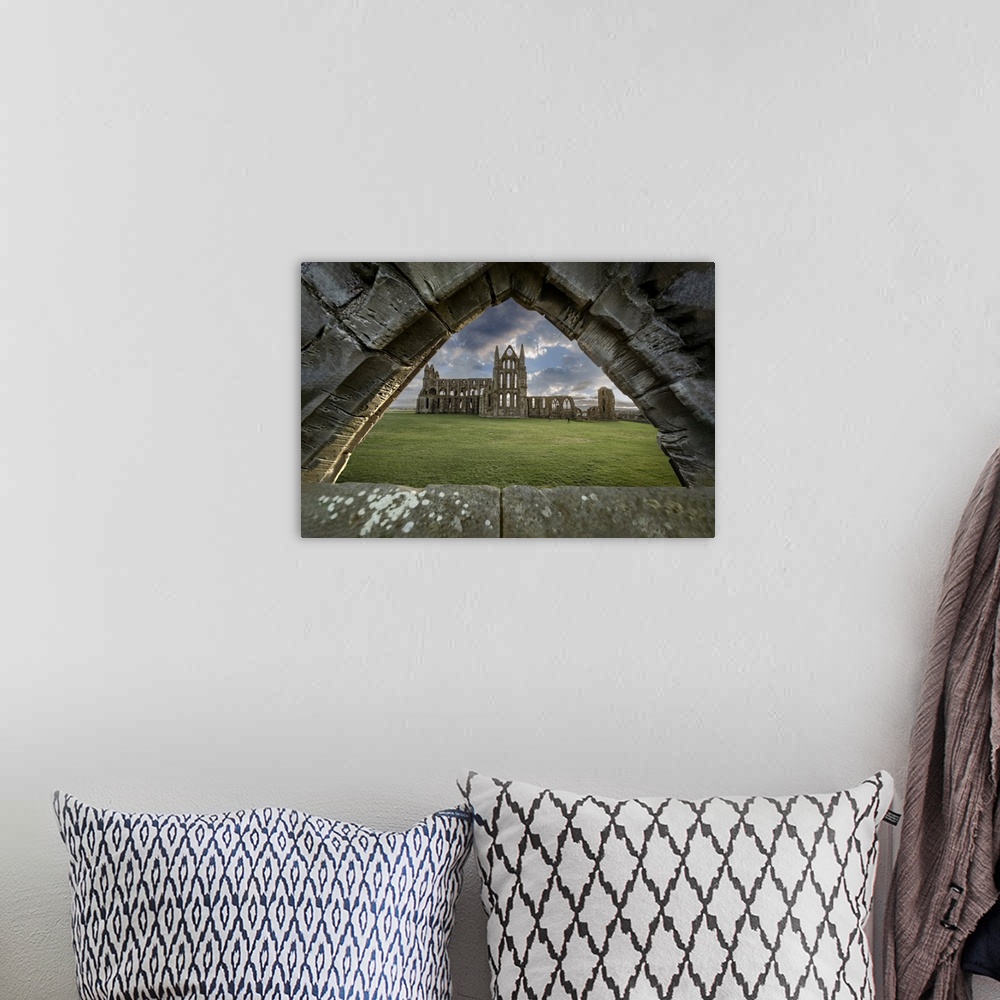 A bohemian room featuring A view towards Whitby Abbey.