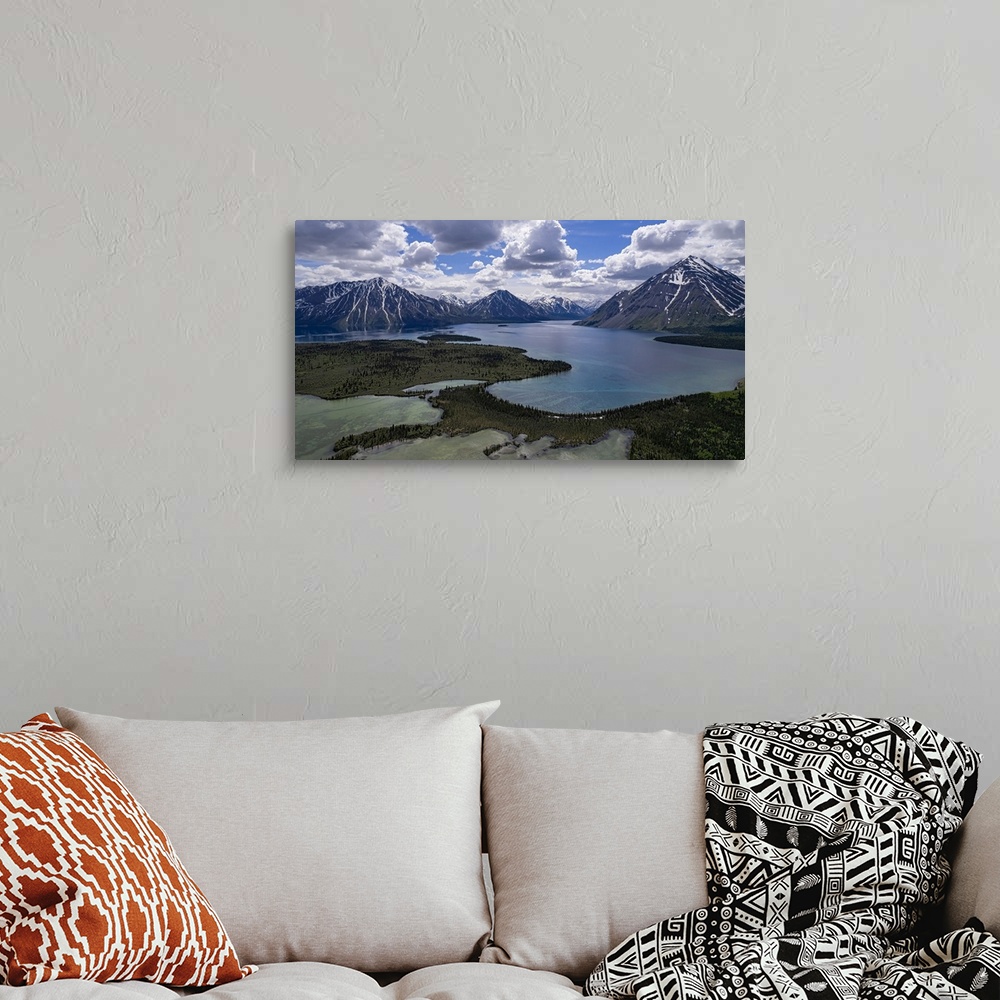 A bohemian room featuring Spectacular aerial view of Kathleen Lake and the surrounding mountains on a beautiful, summer day...