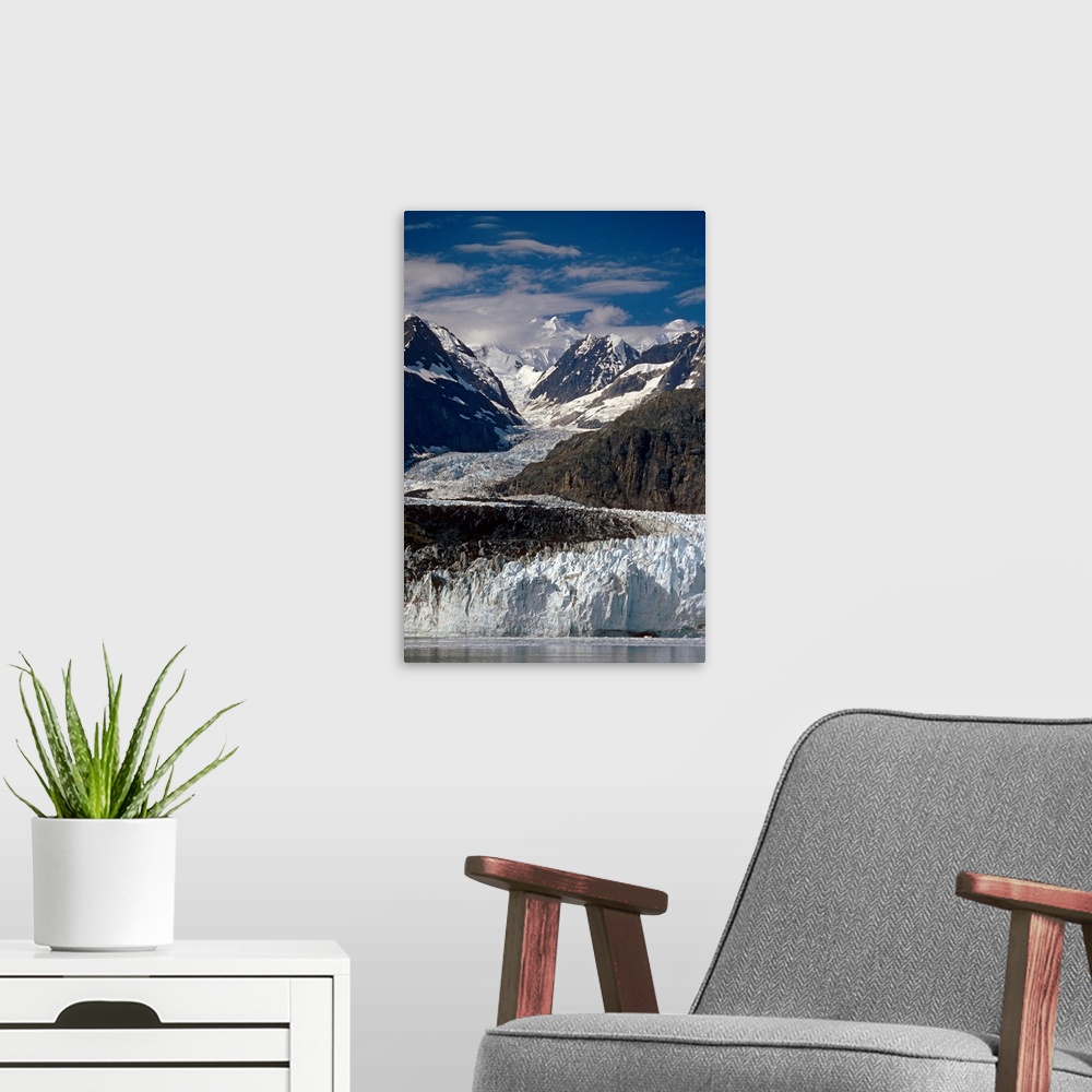 A modern room featuring Photograph of Southeast Glacier Bay National Park, Margerie Glacier Tarr Inlet.  Photograph of sn...
