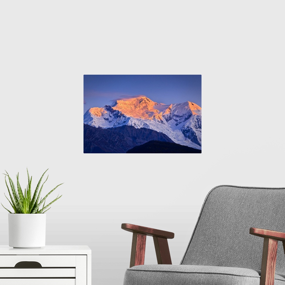 A modern room featuring Alpenglow on Mount Blackburn at sunrise, Wrangell St. Elias National Park & Preserve, Southcentra...