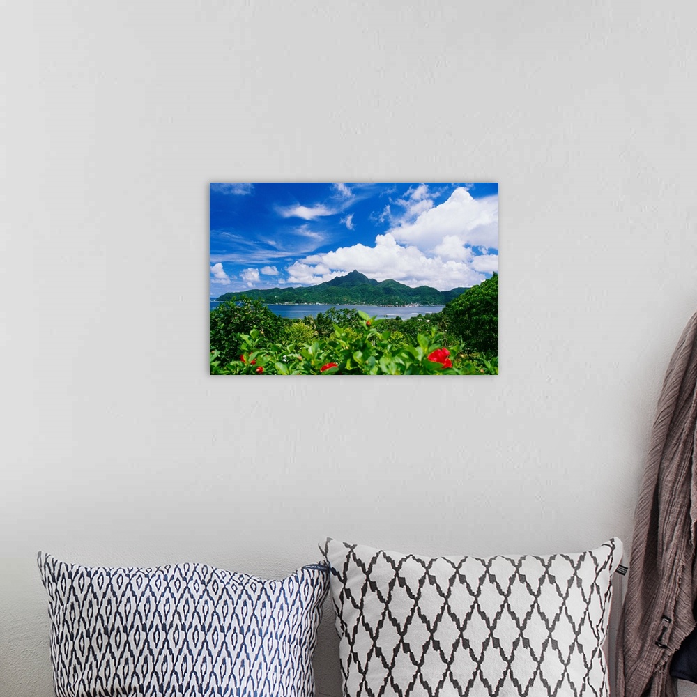 A bohemian room featuring American Samoa, Pago Pago Harbor, Greenery And Flowers, Clouds I