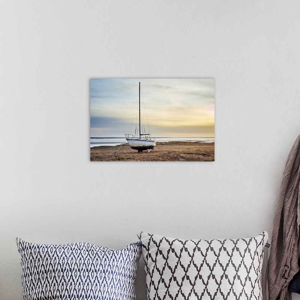 A bohemian room featuring An old sailing yacht on the River Ribble marshes at Lytham St Annes.