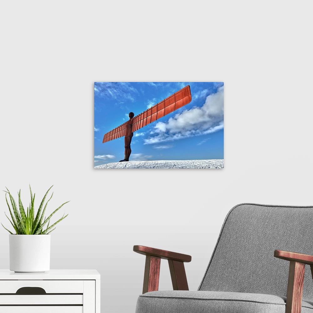 A modern room featuring Angel Of The North Sculpture. Gateshead, England.