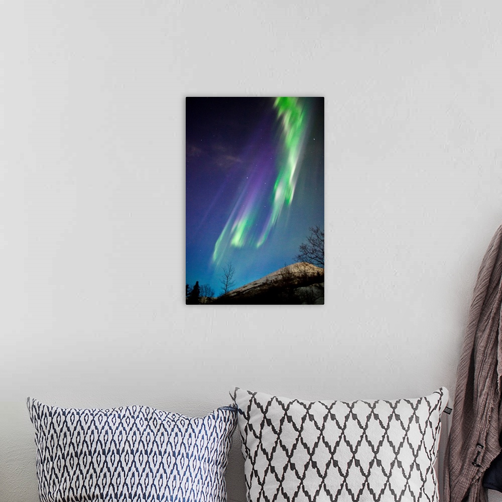 A bohemian room featuring Aurora Borealis Over The Chugach Mountains, Southcentral Alaska