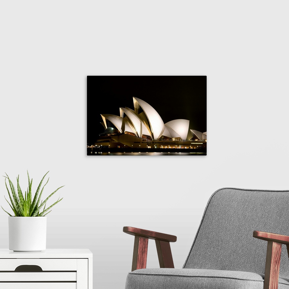 A modern room featuring Australia, Sydney, A Night Scene Looking Across Sydney Harbor To The Iconic Opera House
