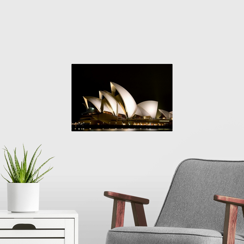 A modern room featuring Australia, Sydney, A Night Scene Looking Across Sydney Harbor To The Iconic Opera House