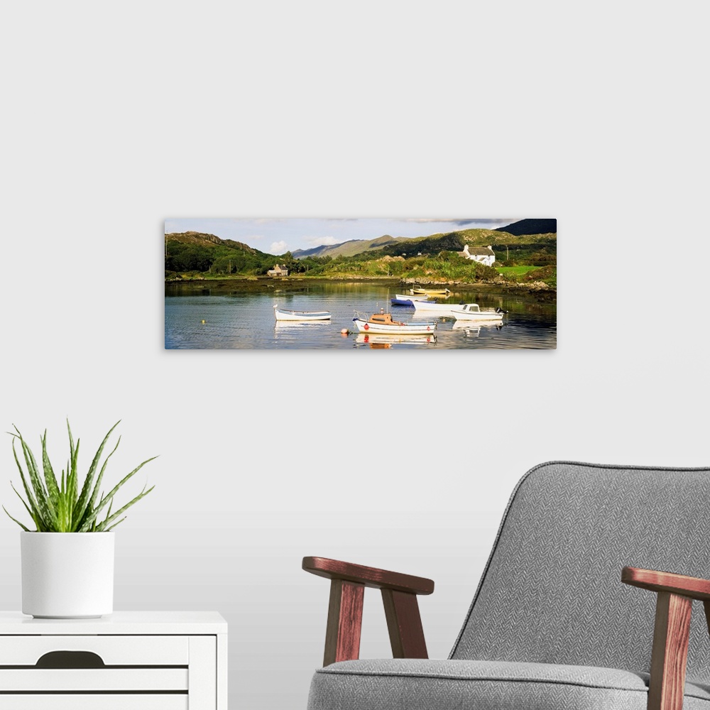 A modern room featuring Ballycrovane, County Cork, Ireland, Boats In Harbour