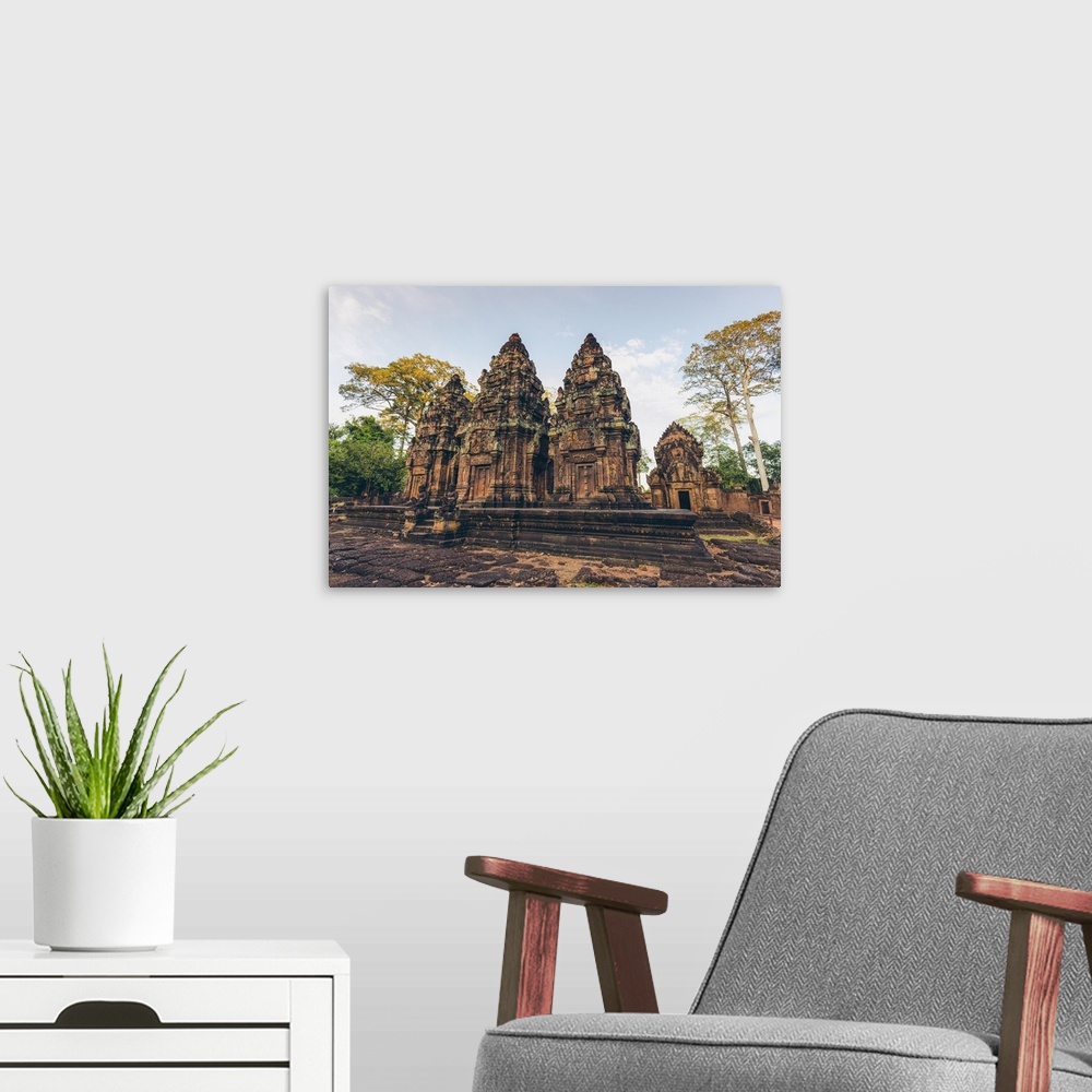 A modern room featuring Banteay Srei Temple, Angkor Wat complex; Siem Reap, Cambodia.