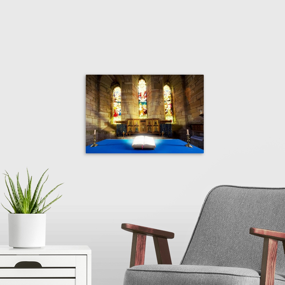 A modern room featuring Bible In Church