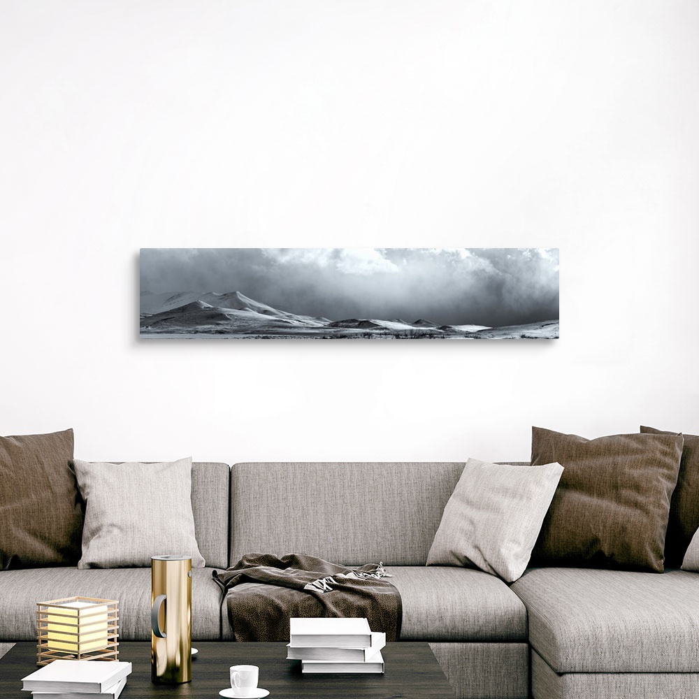 A traditional room featuring Black And White Image Of A Clearing Storm Along The Dempster Highway, Yukon