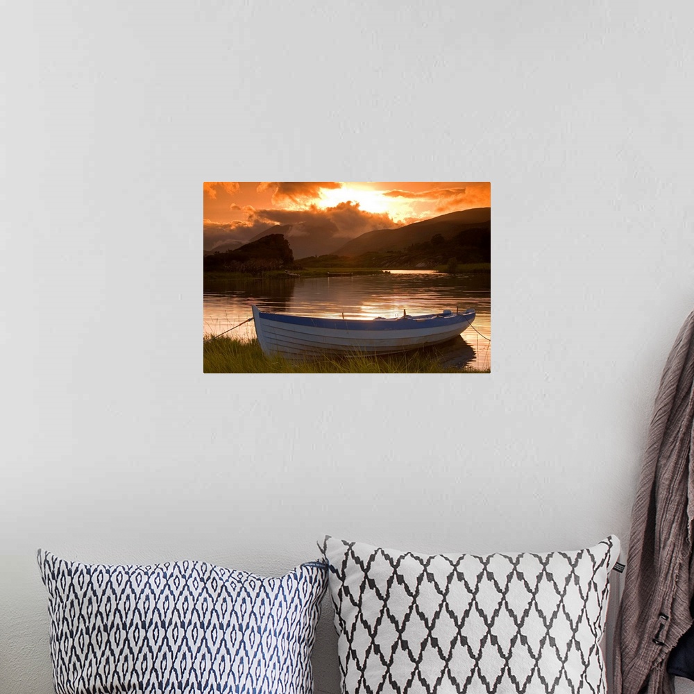 A bohemian room featuring Boat At Sunset, Upper Lake, Killarney National Park, County Kerry, Ireland