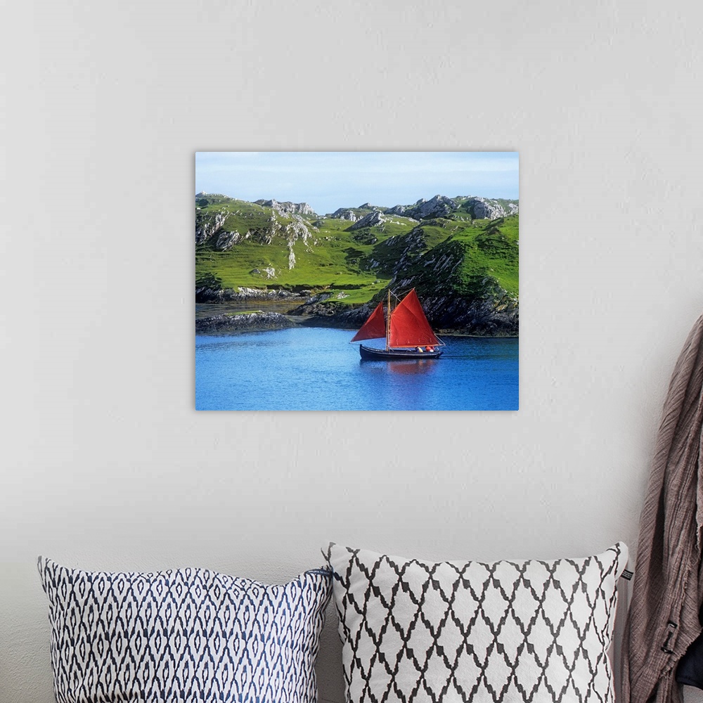 A bohemian room featuring Boat In The Sea, Galway Hooker, County Galway, Republic Of Ireland