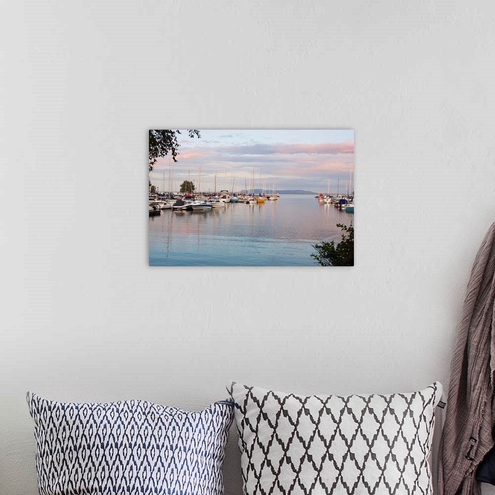 A bohemian room featuring Boats In The Harbour At Sunset, Thunder Bay, Ontario, Canada