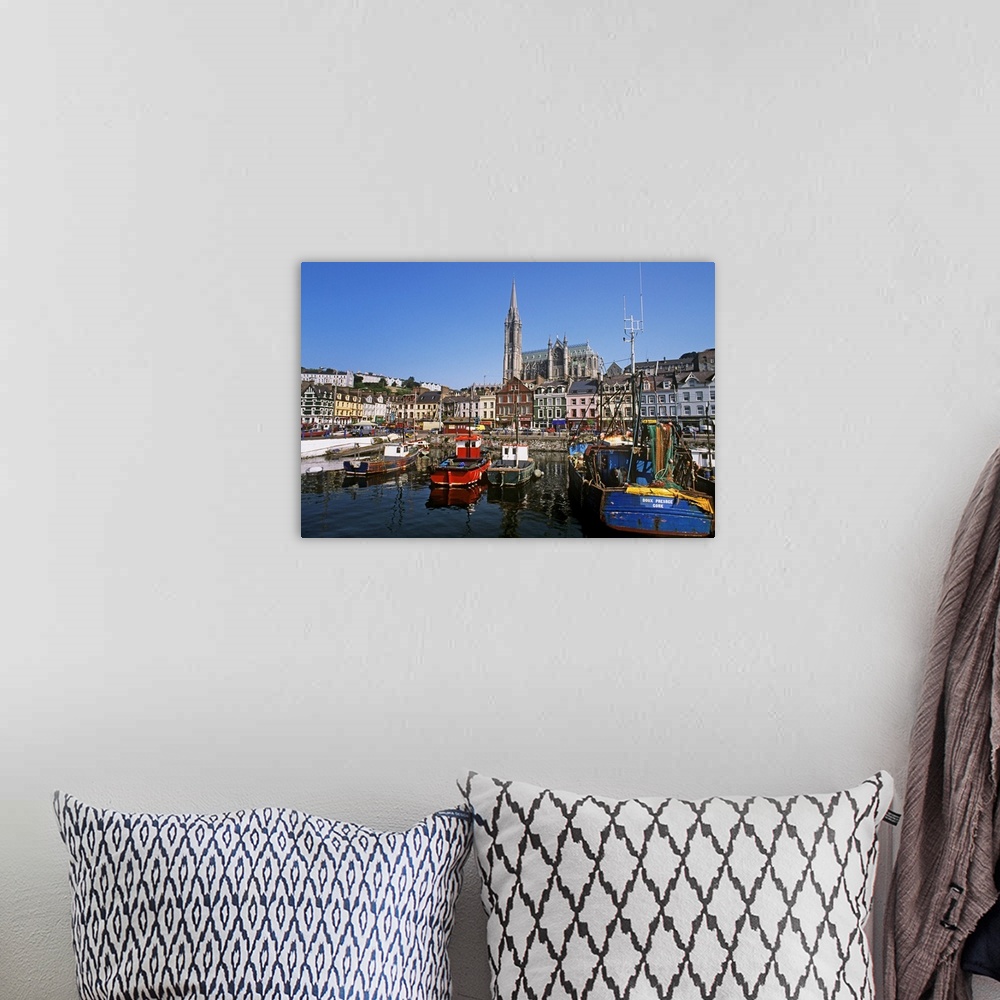 A bohemian room featuring Boats Moored At A Harbor, Cobh, County Cork, Republic Of Ireland