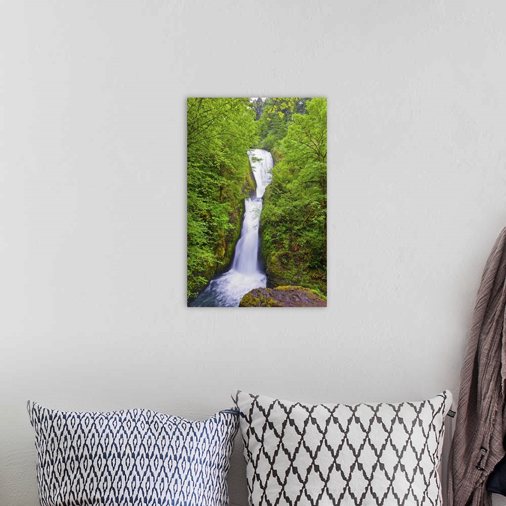 A bohemian room featuring Bridal Veil Falls In Columbia River Gorge National Scenic Area; Oregon, USA
