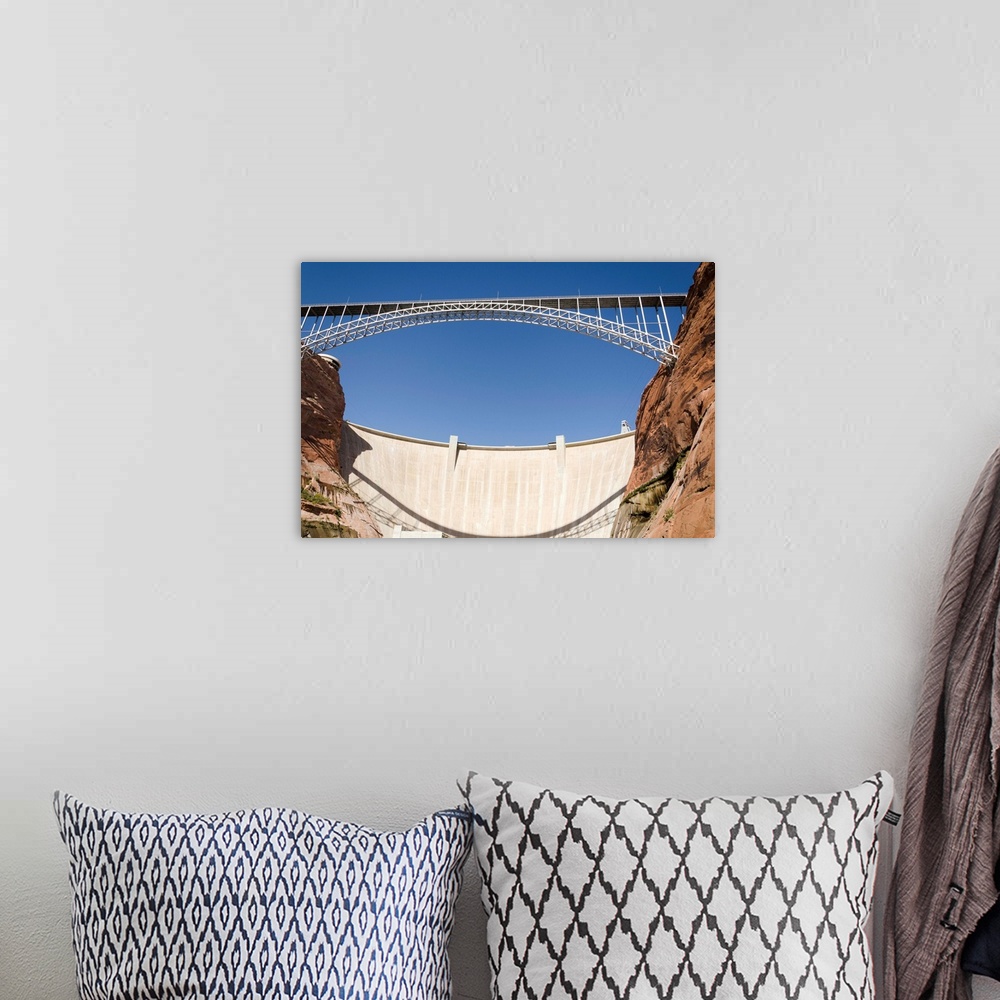 A bohemian room featuring Bridge Crossing Colorado River And Glen Canyon Dam, Arizona