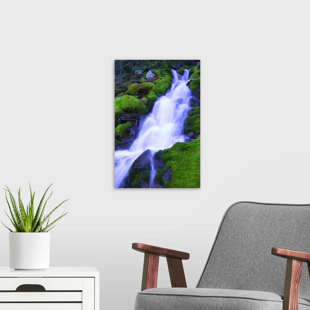 A modern room featuring Bright Waterfall, Jasper, Alberta, Canada