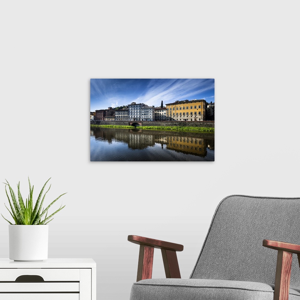 A modern room featuring Buildings Along Riverbank, Florence, Tuscany, Italy