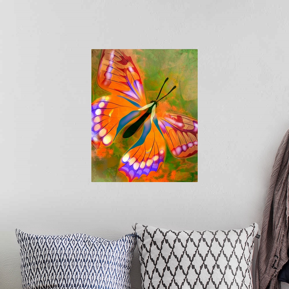 A bohemian room featuring Butterfly Illustration