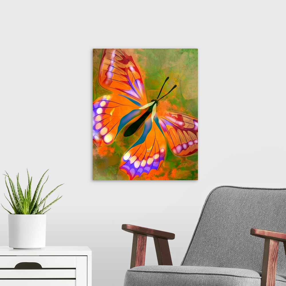A modern room featuring Butterfly Illustration