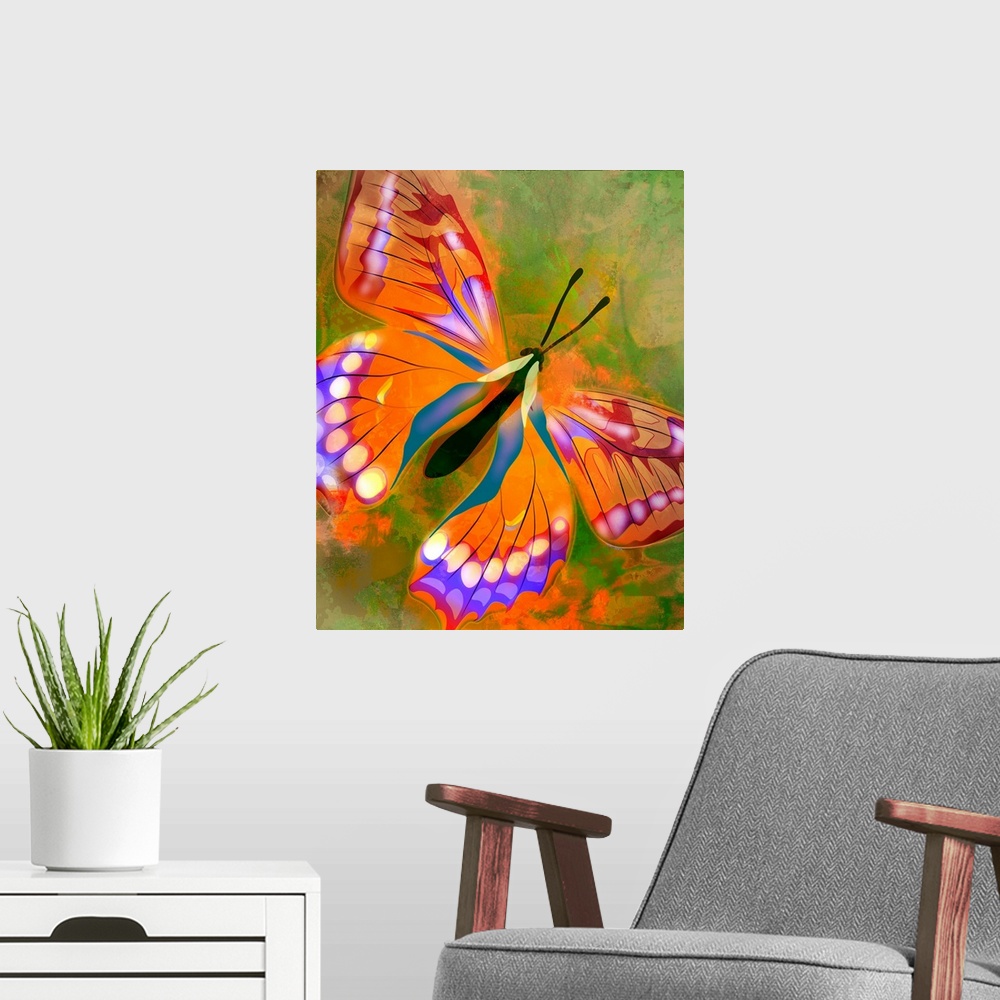 A modern room featuring Butterfly Illustration