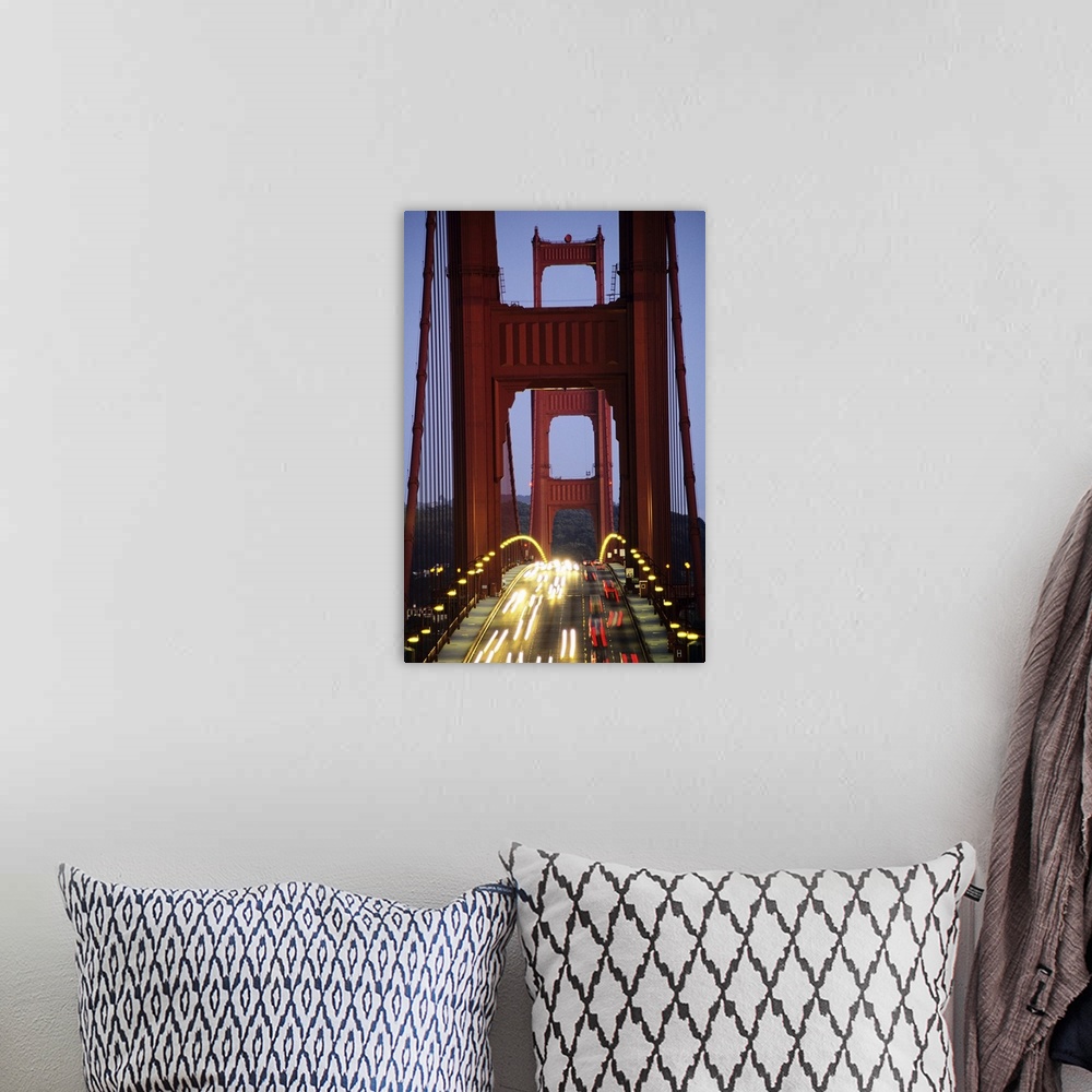 A bohemian room featuring California, San Francisco, Golden Gate Bridge, Blurred Traffic Lights At Evening