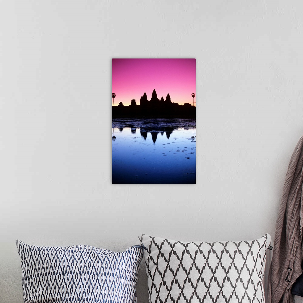 A bohemian room featuring Cambodia, Angkor Wat, Silhouette Of Temple At Sunrise