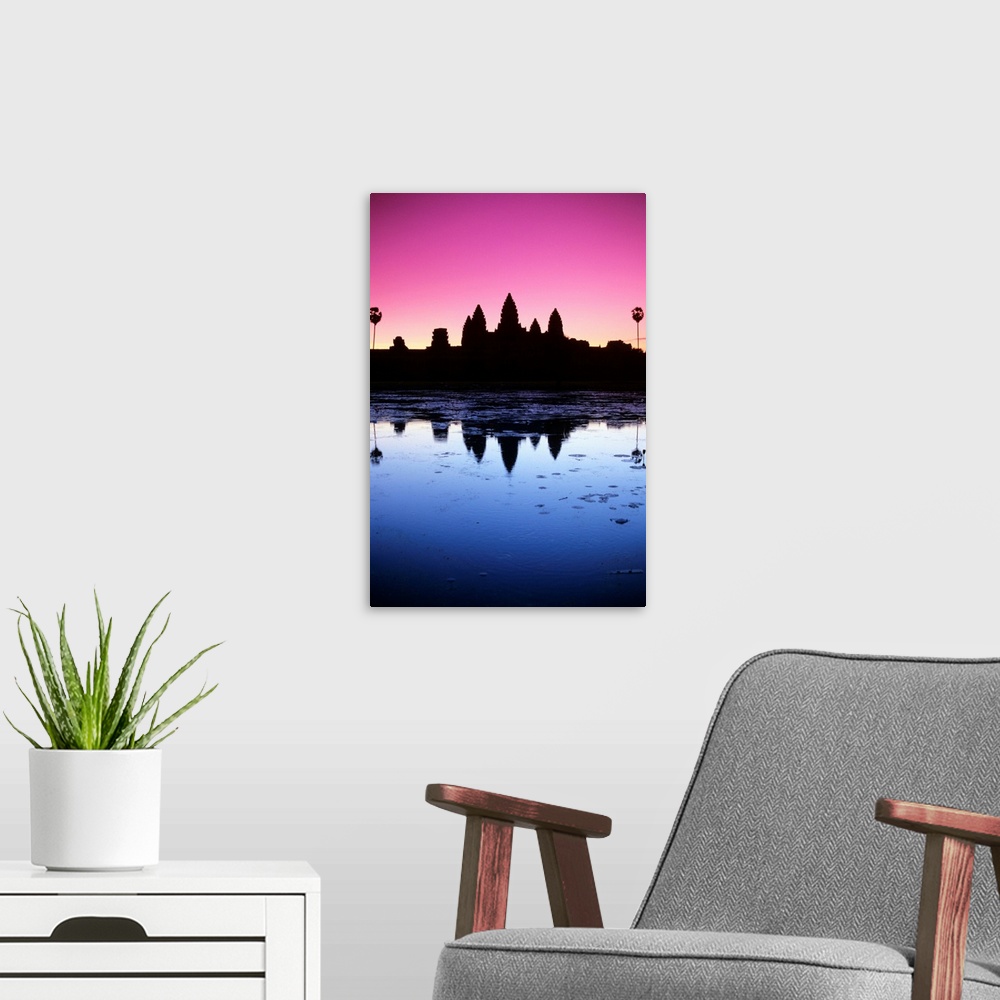 A modern room featuring Cambodia, Angkor Wat, Silhouette Of Temple At Sunrise